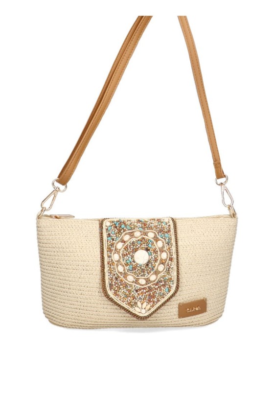 Bolso bandolera pequeña mujer Luna Collection van beige