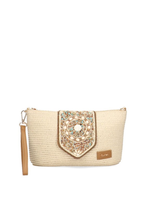 Bolso bandolera pequeña mujer Luna Collection van beige