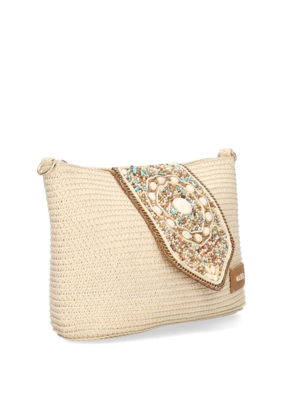 Bolso bandolera pequeña mujer Luna Collection van beige