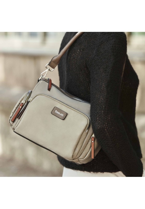 Bolso bandolera grande mujer BINNARI 20293 taupe