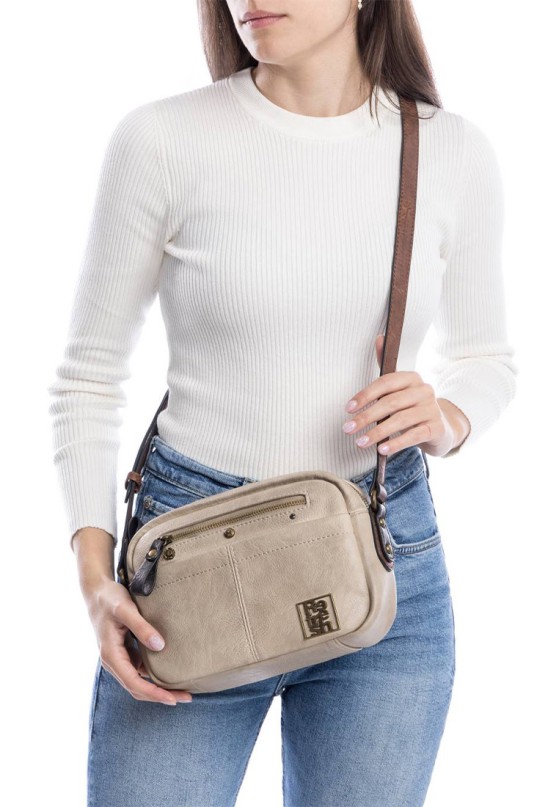 Bolso bandolera pequeña mujer REFRESH 183218 beige