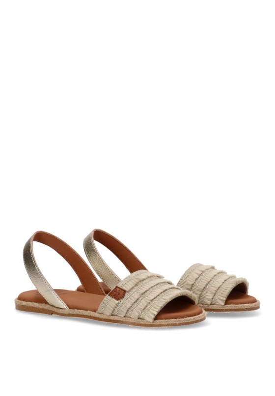 Sandalia mujer POPA mendoza flecos beige